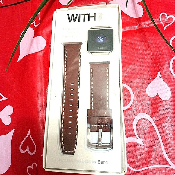 NIB With It/FitBit Brown Leather Watch Band - Picture 1 of 6
